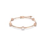 Swarovski Bracelete Constella Lapidação Redonda Branca Lacado a Dourado
