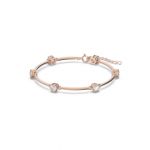 Swarovski Bracelete Constella Lapidação Redonda Branca Lacado a Rosa Dourado
