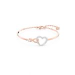 Swarovski Bracelete Infinity Infinito e Coração Branca Acabamento de Combinação de Metais