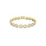 Swarovski Pulseira Angelic Lapidação Redonda Pavé Média Branca Lacado a Dourado