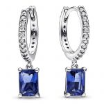 Pandora Joalheria Brincos de Argola Retangular Azul Brilhante 292381c01