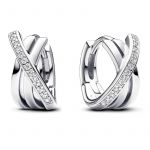 Pandora Joalheria Brincos de Argola Cruz Pavé 293150c01