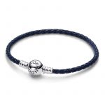 Pandora Joalheria Pulseira de Couro Trançado Azul Pandora Moments com Fecho Redondo 592790c01-s3