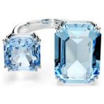 Swarovski Anel Millenia Lapidação Octogonal Azul Lacado a Ródio 58