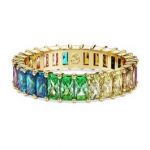 Swarovski Anel Matrix Lapidação Baguete Multicor Lacado a Dourado 52