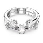 Swarovski Anel Constella Conjunto de 2 Lapidação Redonda Branco Lacado a Ródio 60