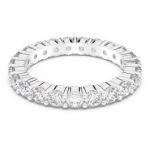 Anel Swarovski Vittore Xl Lapidação Redonda Branco Lacado a Ródio 50