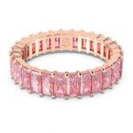 Swarovski Anel Matrix Lapidação Baguete Rosa Lacado a Rosa Dourado 60