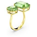 Swarovski Anel Millenia Lapidação Octogonal Verde Lacado a Dourado 58