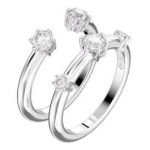 Swarovski Anel Constella Conjunto de 2 Lapidação Redonda Branco Lacado a Ródio 50