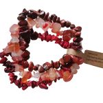 Cristal Feng Store Conjunto de 3 Pulseiras Elásticas (redstone, Coral Vermelho e Ágata Laranja/vermelha)