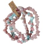 Cristal Feng Store Conjunto de 3 Pulseiras Elásticas (quartzo Rosa, Morganita e Opala Rosa)