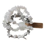 Cristal Feng Store Conjunto de 3 Pulseiras Elásticas (quartzo Transparente, Howlita Branca e Jade Branco)
