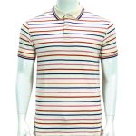 Single Line Polo Listras Finas Rosa, Vermelha e Azul Sobre Fundo Branco Xl