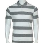 Single Line Polo Cinza e Branco Grosso Listrado Xl