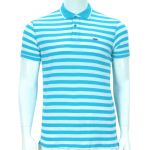 Single Line Polo Azul e Branco Listrado Médio Grosso L