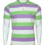 Single Line Polo Riscas Grossas Brancas, Violetas e Verdes M