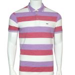 Single Line Polo Riscas Grossas Violeta, Vermelha e Branca M