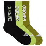 Emporio Armani Meias Curtas Em000554_af12299 3 Pares Black / Lime / Green 39-42