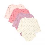 Pippi Bodie De Manga Comprida Wrap Ao Printed 4 Unidades 6 Meses Dusty Rose - 5714999051800