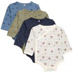 Pippi Bodie De Manga Comprida Wrap Ao Printed 4 Unidades 3 Meses Deep Lichen Green - 5714999051855