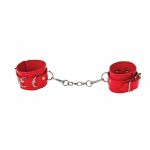 Shots Toys Ouch! Algemas Leather Handcuffs Red