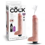 King Cock Dildo Realístico com Ejaculação e Testículos Squirting Cock With Balls 10" Branco