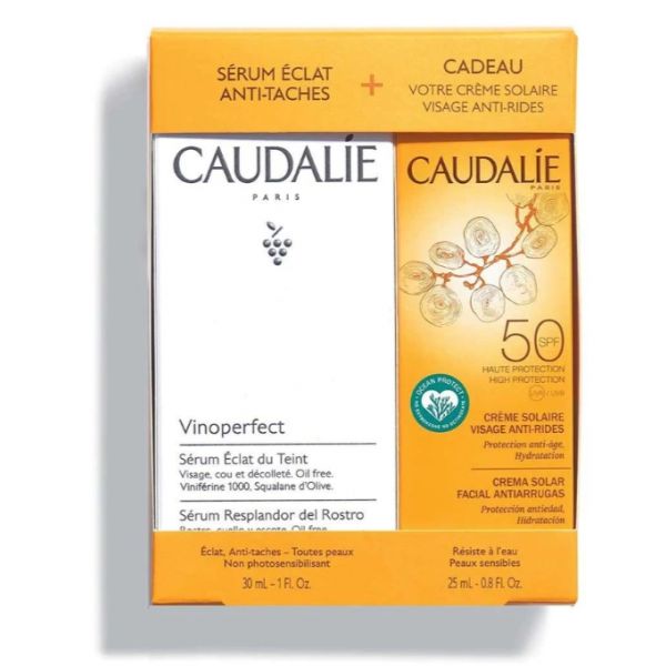 Caudalie Vinoperfect Sérum Corretor 30ml + Creme Solar SPF50+ 25ml Coffret