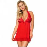 Subblime Red Babydoll Floral Motivs In Breasts S/M D-220565