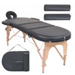 Mesa de Massagem Dobrável C/ 2 Rolos 10 cm Espessura Oval Preto