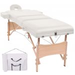Mesa de Massagem Dobrável de 3 Zonas 10 cm Espessura Branco