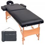 Mesa de Massagem Dobrável de 2 Zonas 10 cm Espessura Preto
