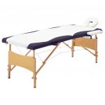 Mesa de Massagens Dobrável 2 Zonas Madeira Branco e Roxo - 110209