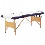 Mesa de Massagens Dobrável 4 Zonas Madeira Branco e Roxo - 110225