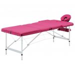 Mesa de Massagens Dobrável 3 Zonas Alumínio Rosa - 110197