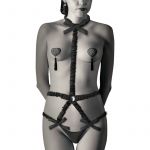 Coquette Elastic Harness Set And Nipple Covers Black D-226916