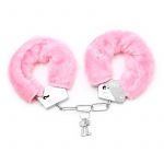 Fetish Collection Furry Metal Handcuffs Pink 24287