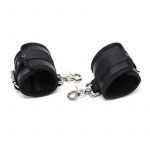 Fetish Collection Leather Handcuffs With Big Hoops Black 23699