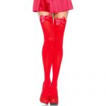 Leg Avenue Nylon Thigh Highs com Arco Red One Size - D-212746
