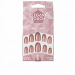 Elegant Touch Polished Colour 24 Nails With Glue Oval Velvet Nude