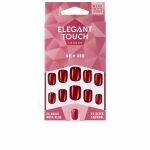 Elegant Touch Polished Colour 24 Nails With Glue Squoval Rich Red