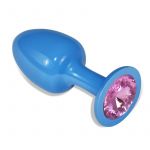 Lovetoy Plug Anal de Metal Azul Rosebud com Joya Rosa LO-LV5402-P