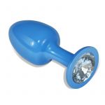 Lovetoy Plug Anal de Metal Azul Rosebud com Joya Transparente LO-LV5402-C