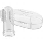 BabyOno Take Care First Toothbrush Escova de Dentes Infantil para Colocar No Dedo com Estojo Transparent