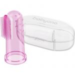 BabyOno Take Care First Toothbrush Escova de Dentes Infantil para Colocar No Dedo com Estojo Pink