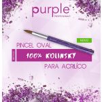 Purple Professional Pincel para Acrílico Purple Cabo Metálico Oval 100% Kolinsky