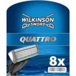 Wilkinson Sword Quattro Plus, Cargador de 8 Lâmina de Barbear Masculinas de Cuatro Hojas 7007095E