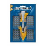 Skin Sense 3 de Wilkinson, Sistema Afeitado com Máquina de 3 Lâminas com Cabezal Basculante + 20 cargadores V300960200