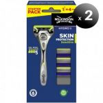 Wilkinson Pack de 2 Unidades. Sword Skin Protection Sensitive, Maquinilla Barbear Hydro 5 Sensitive + 4 Recambios de Lâminas de 5 Lâminas