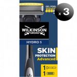 Wilkinson Pack de 3 Unidades. Sword Hydro 5 Skin Protection Advanced, Maquinilla Barbear + Recambio Lâminas Barbear de 5 Lâminas